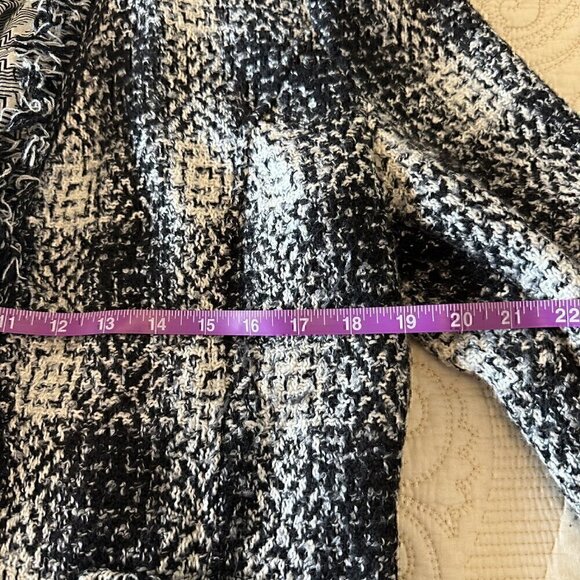 Carol Anderson VINTAGE tweed plaid fringe blazer jacket, women's size 10 - Picture 13 of 15